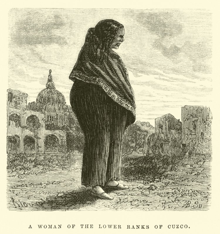 Uma mulher das fileiras inferiores de Cuzco (gravura) de Edouard (after) Riou