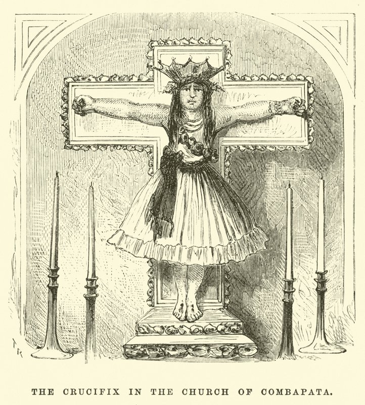 O Crucifixo na Igreja de Combapata (gravura) de Edouard (after) Riou