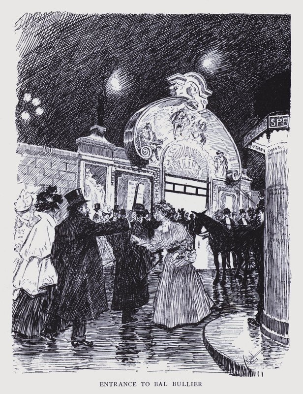 Paris boémia: Entrada do Bal Bullier (litografia) de Edouard Alfred (1875 1954) Cucuel