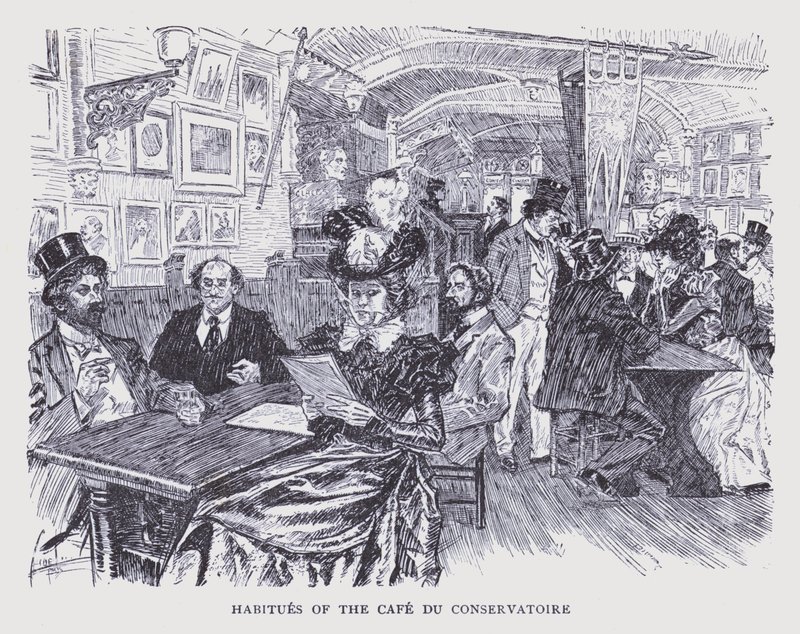 Paris Boémia: Hábitos do Café do Conservatório (litografia) de Edouard Alfred (1875 1954) Cucuel