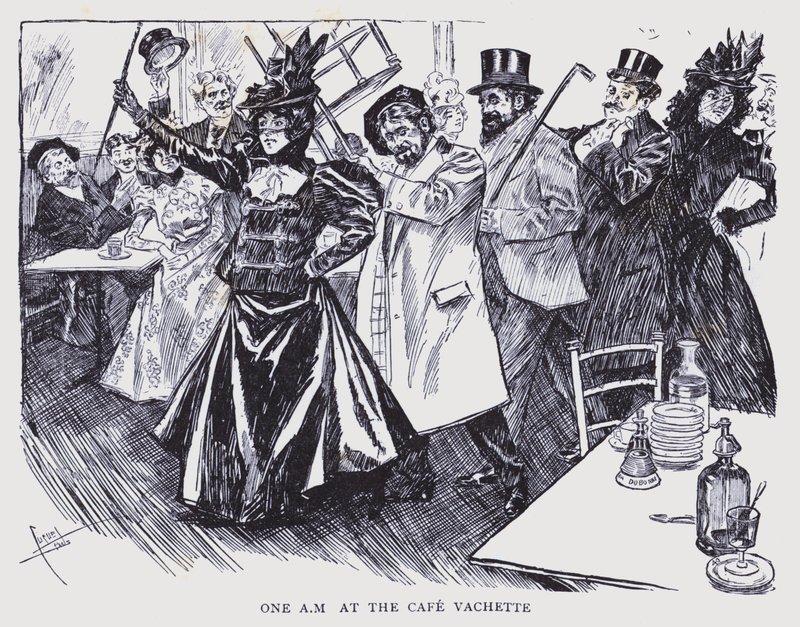 Paris Boémia: Uma manhã no Café Vachette (litografia) de Edouard Alfred (1875-1954) Cucuel