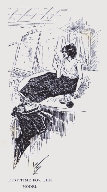 Paris Boémia: Tempo de descanso para a modelo (litografia) de Edouard Alfred (1875 1954) Cucuel