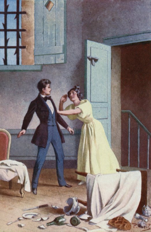 Agarrando o braço de Fabrizios, ela chorou Você comeu de Edouard Henri Avril