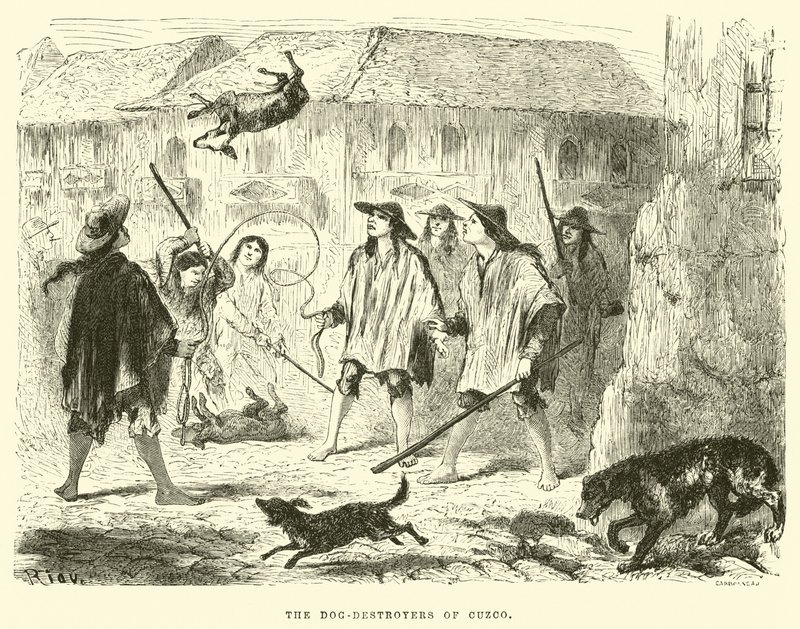 Os destruidores de cães de Cuzco de Edouard Riou
