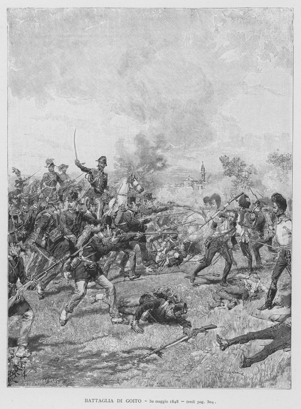 Batalha de Goito, 30 de Maio de 1848 (gravura) de Edouardo Matania