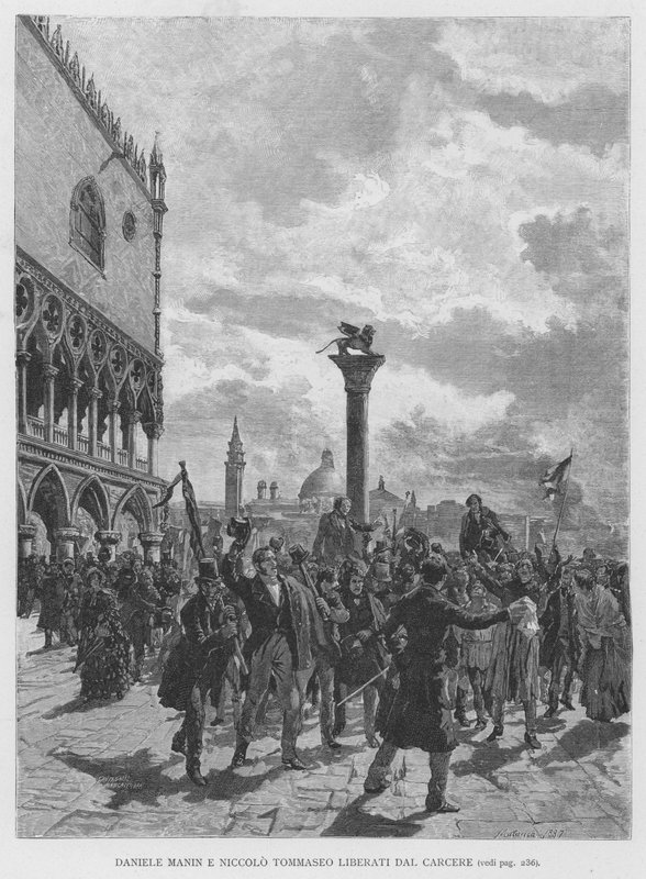 Daniele Manin e Niccolo Tommaseo Freed From Prison (gravura) de Edouardo Matania