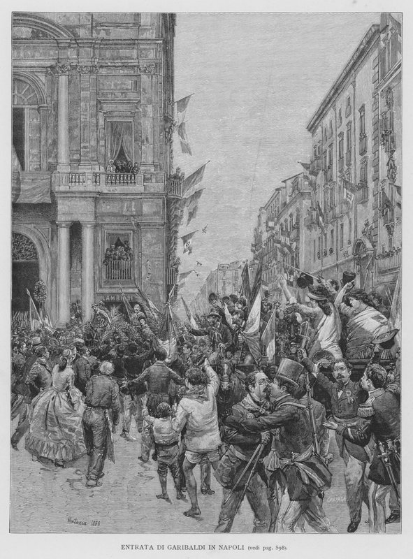 Entrada de Garibaldi em Nápoles (gravura) de Edouardo Matania