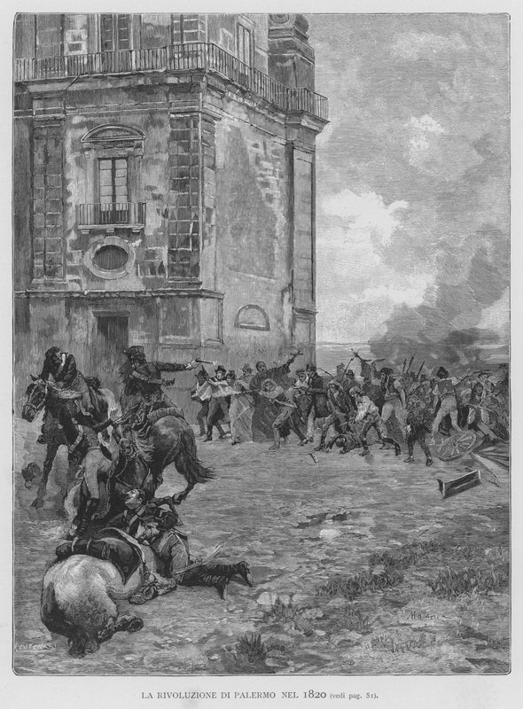 A Revolução de Palermo em 1820 (gravura) de Edouardo Matania