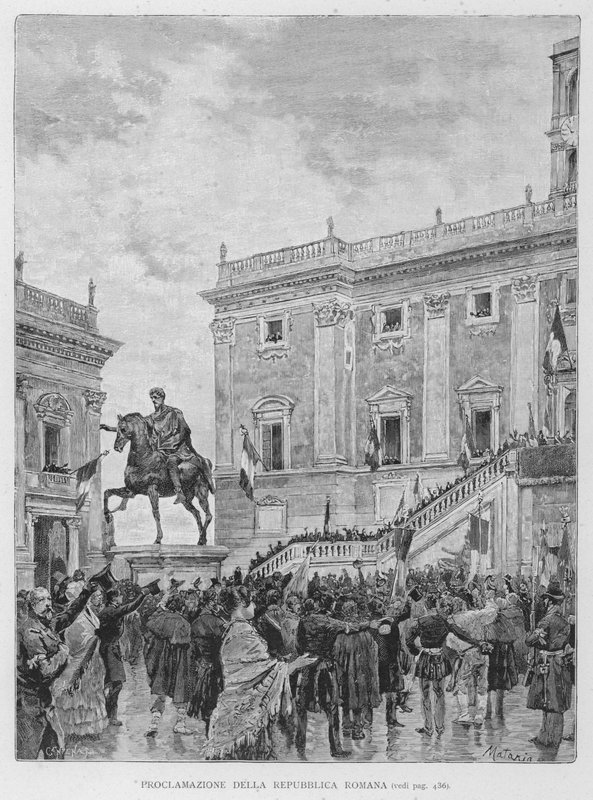Proclamação da República Romana (gravura) de Edouardo Matania