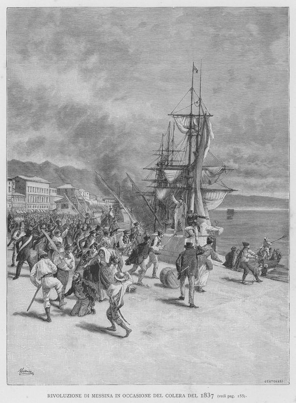 Revolução de Messina por ocasião da cólera de 1837 (gravura) de Edouardo Matania