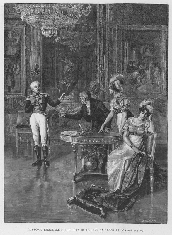 Vittorio Emanuele I Recusa-se a Abolir a Lei Sálica (gravura) de Edouardo Matania