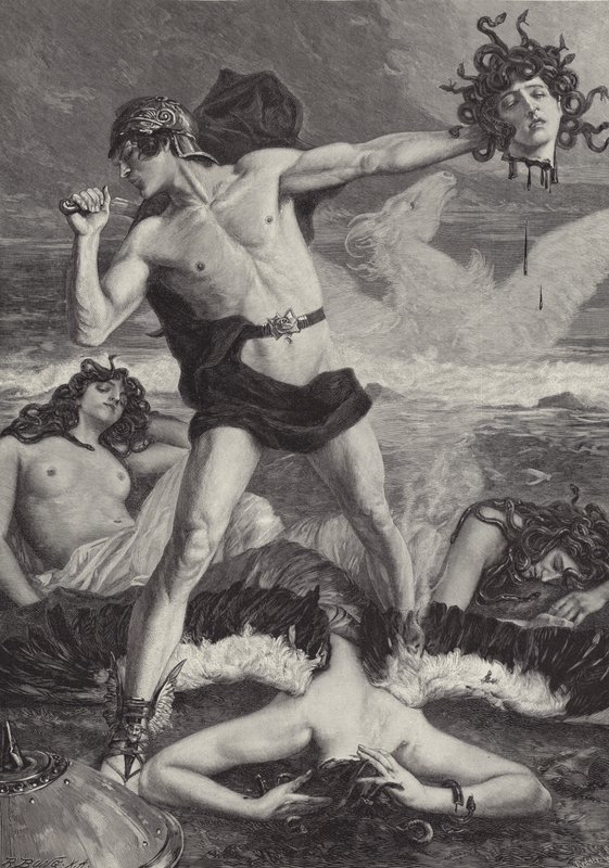 Perseu ataca a cabeça da Medusa de Eduard Kaempffer