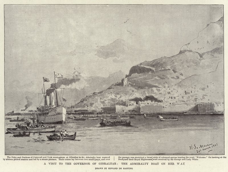 Uma visita ao governador de Gibraltar, o barco do Almirantado a caminho de Eduardo de Martino