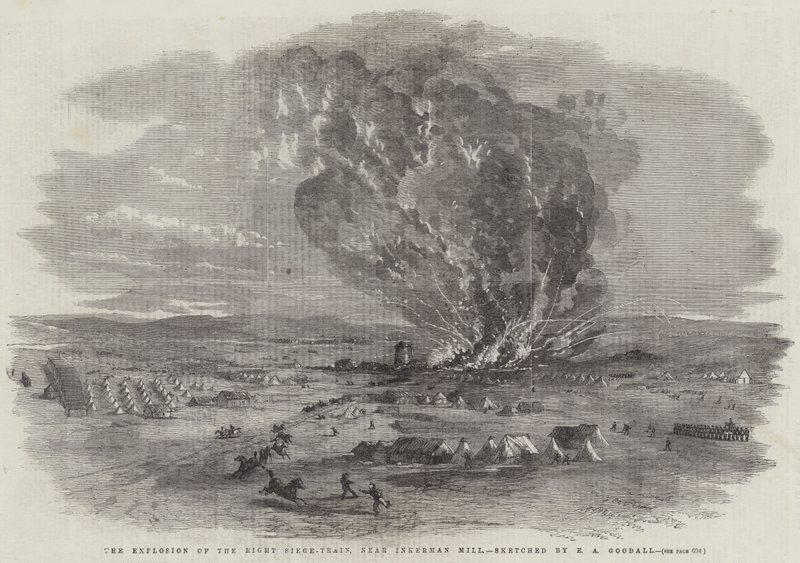 A Explosão do Cerco de Cerco Direito, perto de Inkerman Mill de Edward Angelo Goodall
