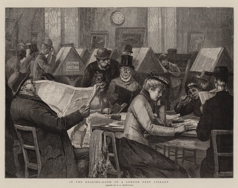 Na Sala de Leitura de uma Biblioteca Livre de Londres de Edward Frederick Brewtnall