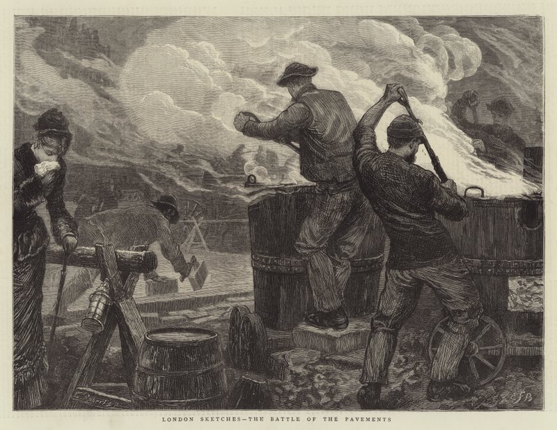 Esboços de Londres, a Batalha dos Pavimentos de Edward Frederick Brewtnall