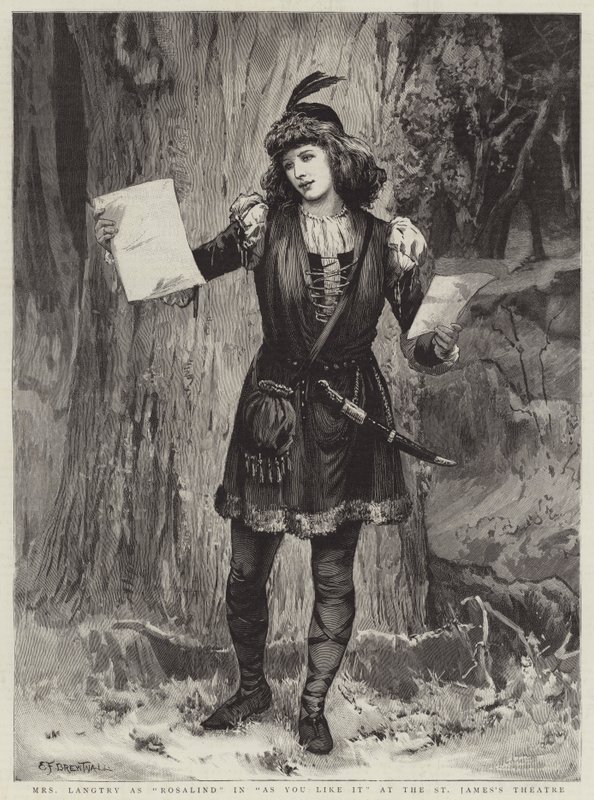 Sra. Langtry como Rosalind em como você gosta no teatro do St James de Edward Frederick Brewtnall