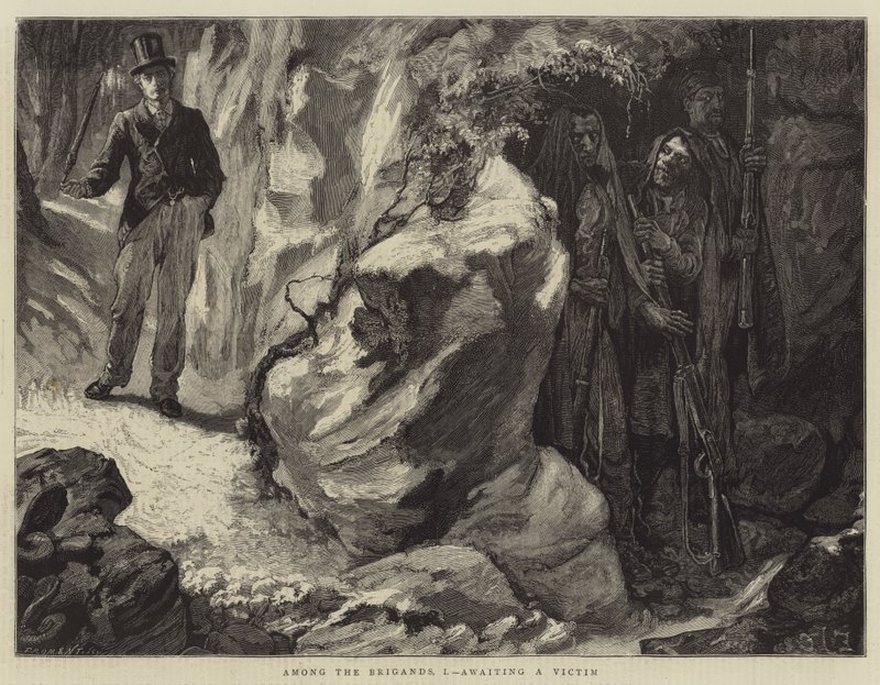 Entre os Brigands, eu aguardo uma vítima de Edward John Gregory