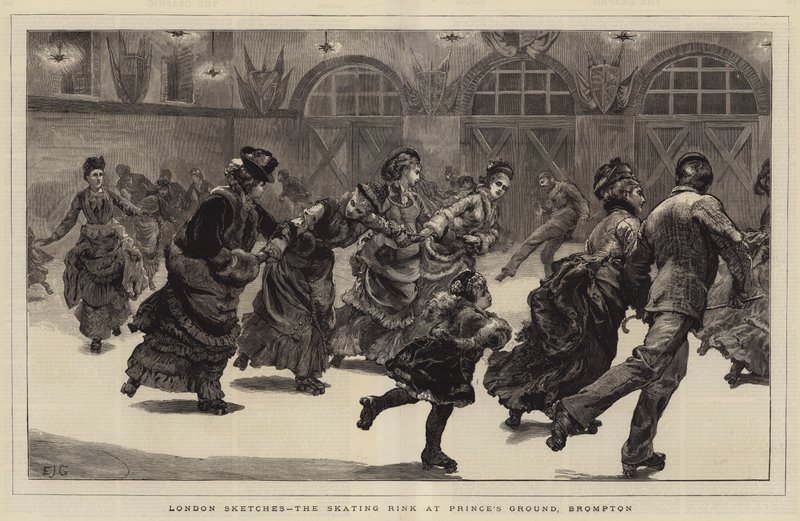 Esboços de Londres, a pista de patinação no Prince&39;s Ground, Brompton de Edward John Gregory