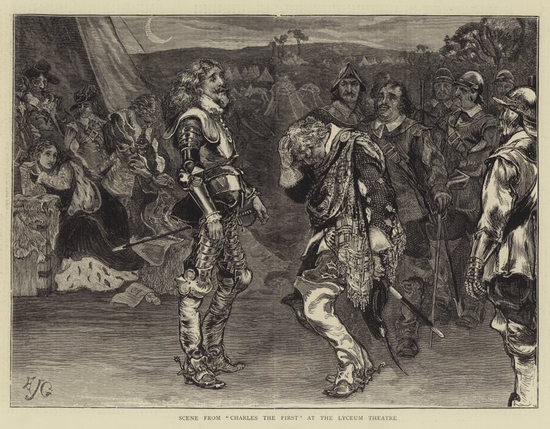Cena de Carlos primeiro no Teatro Lyceum de Edward John Gregory