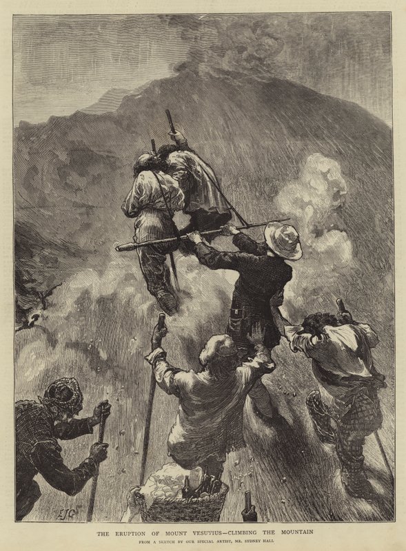 A erupção do Monte Vesúvio, subindo a montanha de Edward John Gregory
