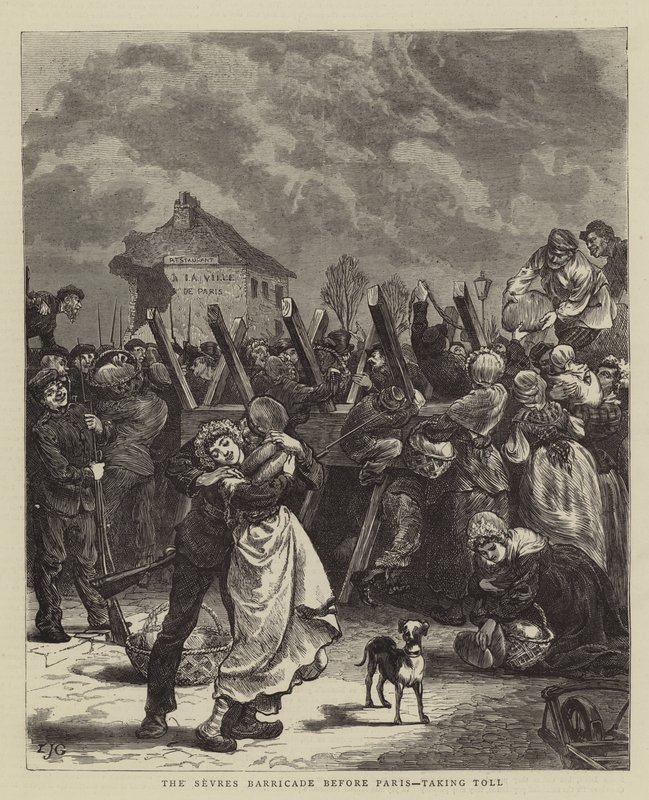 A barricada de Sevres antes de Paris, tendo o pedágio de Edward John Gregory