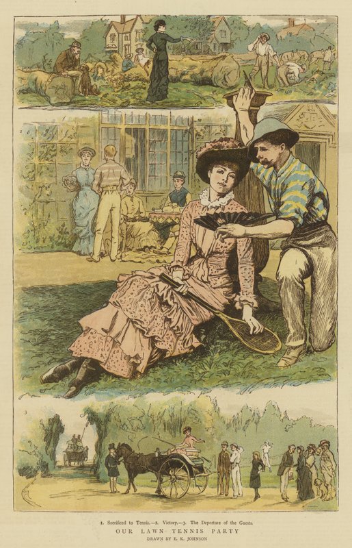 Nosso partido do tênis do gramado (chromolitho) de Edward Killingworth Johnson