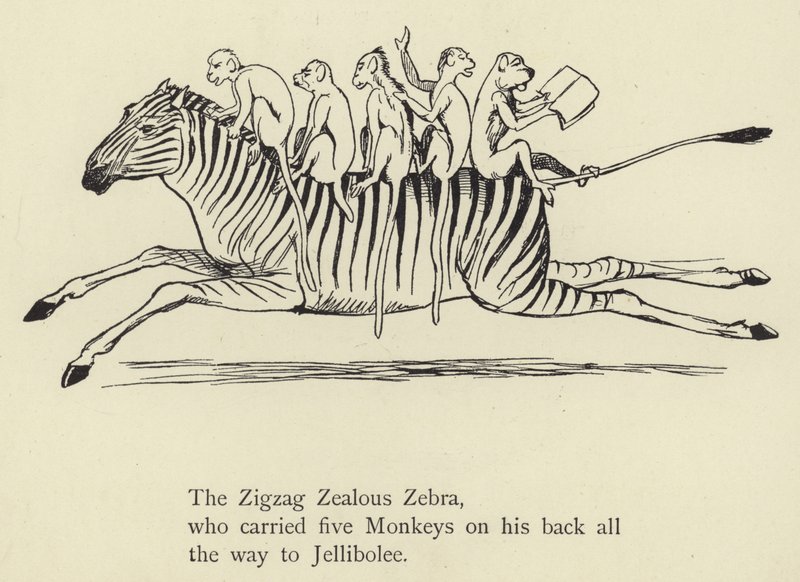 A zebra zelosa do ziguezague de Edward Lear