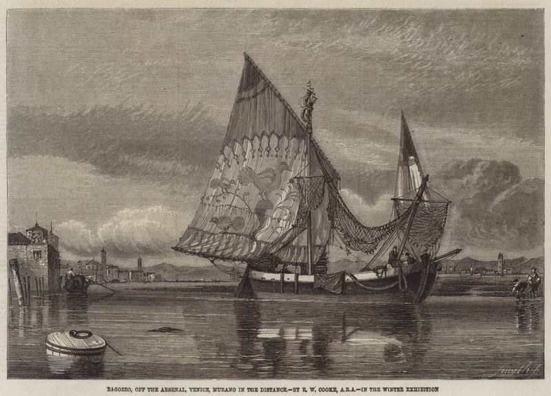Bagozzo, fora do Arsenal, Veneza, Murano na distância de Edward William Cooke