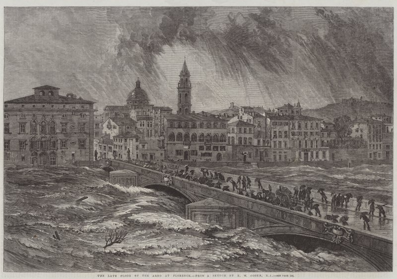 O final do dilúvio do Arno em Florença de Edward William Cooke