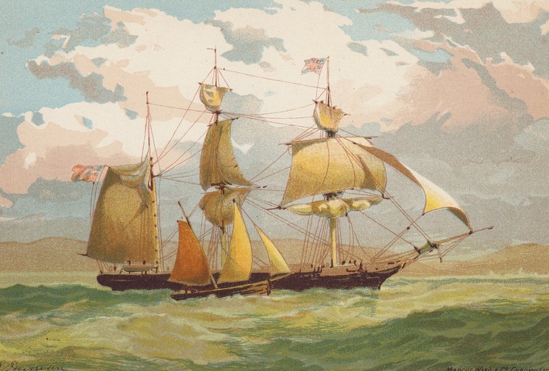 Homeward Bound, Taking in a Pilot (litografia a cores) de Edward (after) Duncan