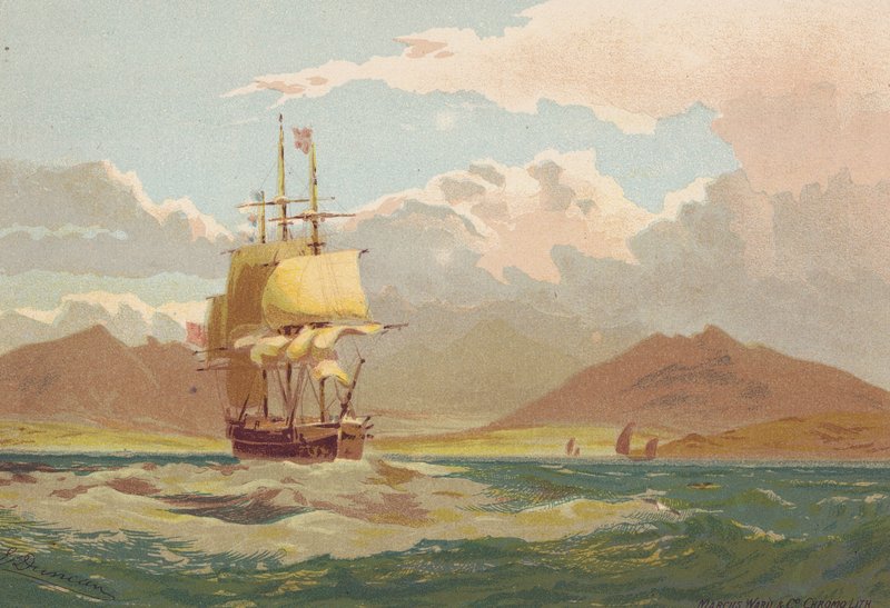Ao largo da ilha de Arran (litografia a cores) de Edward (after) Duncan