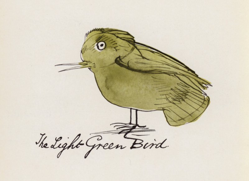 Edward Lear, The Bird Book: The Light Green Bird (lito colorido) de Edward (after) Lear