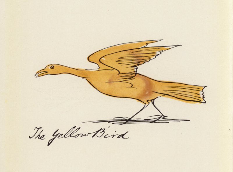 Edward Lear, The Bird Book: The Yellow Bird (lito colorido) de Edward (after) Lear