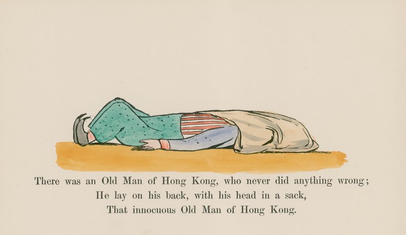 Havia um Velho de Hong Kong, que nunca fez nada de mal (gravura a cores) de Edward (after) Lear