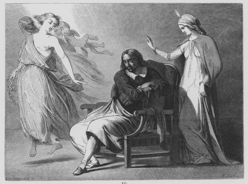 John Milton, A Pensiva (gravura) de Edward Armitage