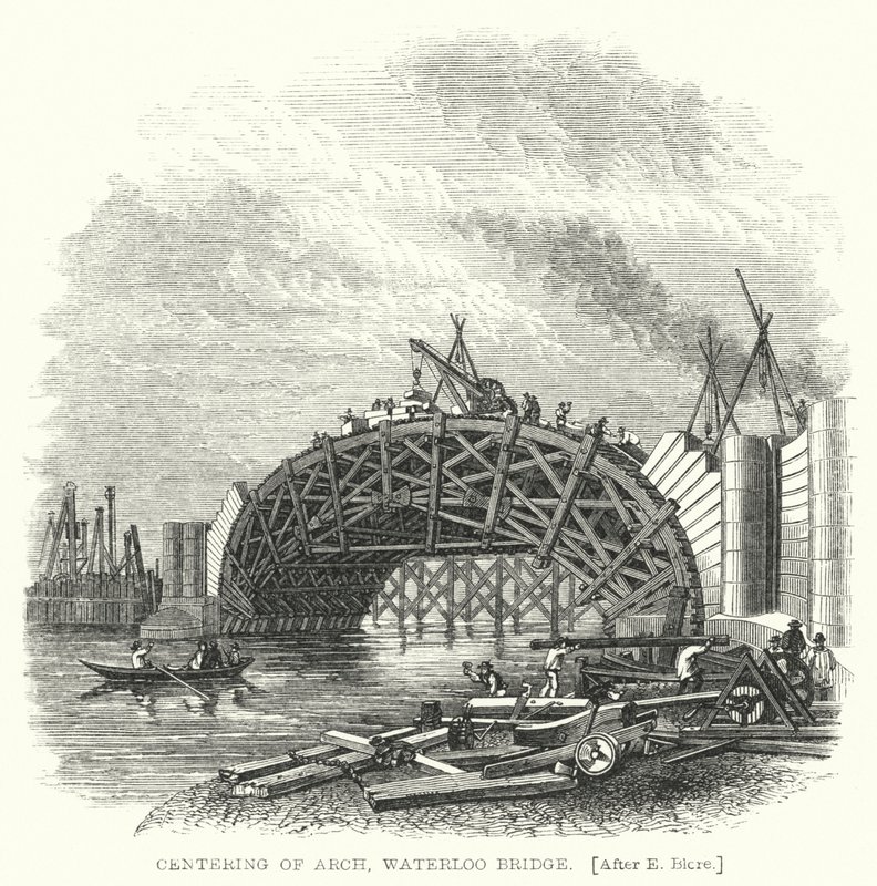 Centralização do Arco, Ponte Waterloo (gravura) de Edward Blore