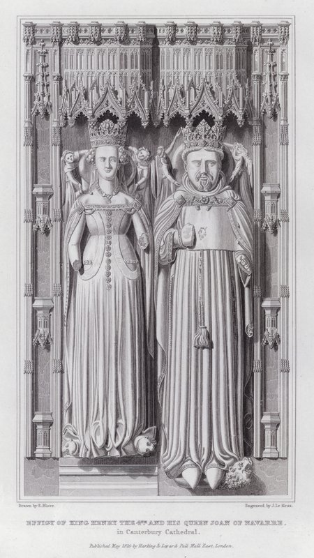 Efígie do Rei Henrique IV e sua Rainha Joana de Navarra, na Catedral de Canterbury (gravura) de Edward Blore