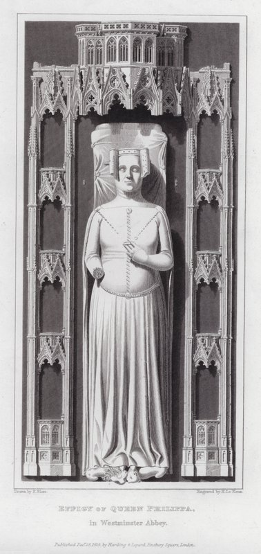 Efígie da Rainha Philippa, na Abadia de Westminster (gravura) de Edward Blore