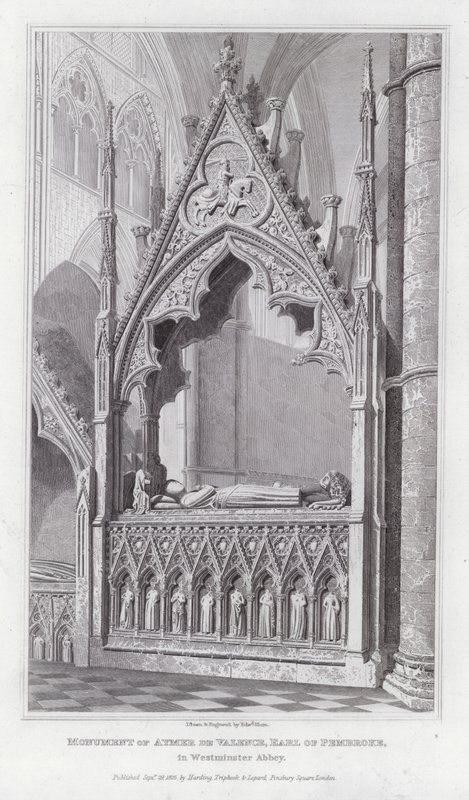 Monumento de Aymer de Valence, Conde de Pembroke, na Abadia de Westminster (gravura) de Edward Blore