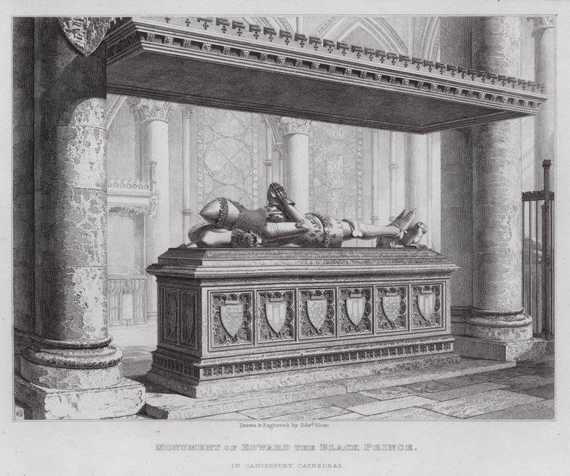 Monumento de Eduardo, o Príncipe Negro, na Catedral da Cantuária (gravura) de Edward Blore
