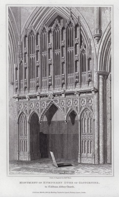 Monumento de Humphrey Duque de Gloucester, na Igreja da Abadia de St Albans (gravura) de Edward Blore