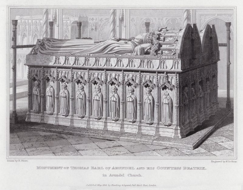 Monumento de Thomas Earl de Arundel e sua Condessa Beatrix, na Igreja de Arundel (gravura) de Edward Blore