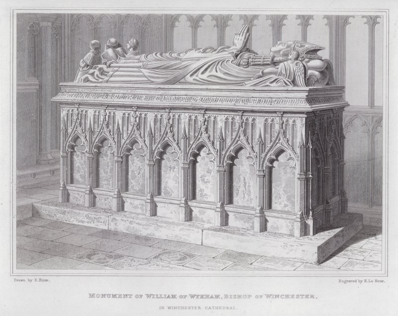 Monumento de William de Wykham, Bispo de Winchester, na Catedral de Winchester (gravura) de Edward Blore