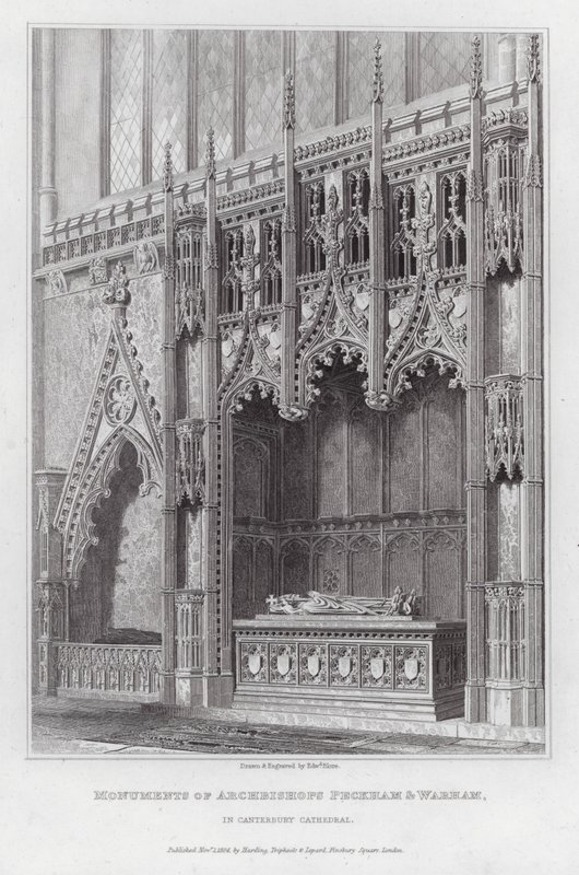 Monumentos dos Arcebispos Peckham e Warham, na Catedral de Canterbury (gravura) de Edward Blore