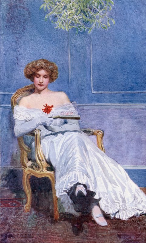 Sob o Mistletoe (cor litho) de Edward Charles Clifford