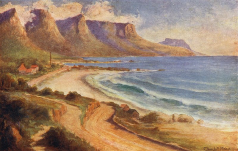 Península do Cabo, África do Sul: Baía dos Campos (cor litho) de Edward Clark Churchill Mace