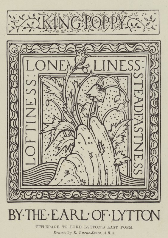 Página de título para o último poema de Lord Lytton de Edward Burne Jones