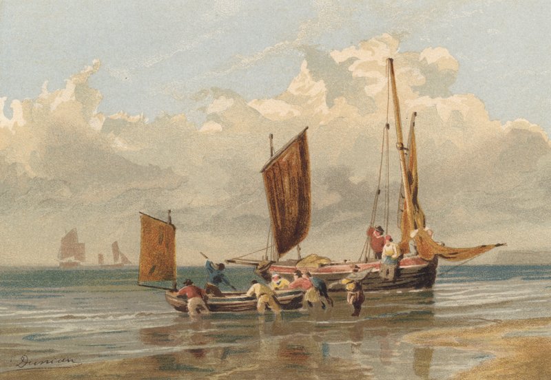 A Dead Calm, Brighton Barcos de pesca saindo de Edward Duncan