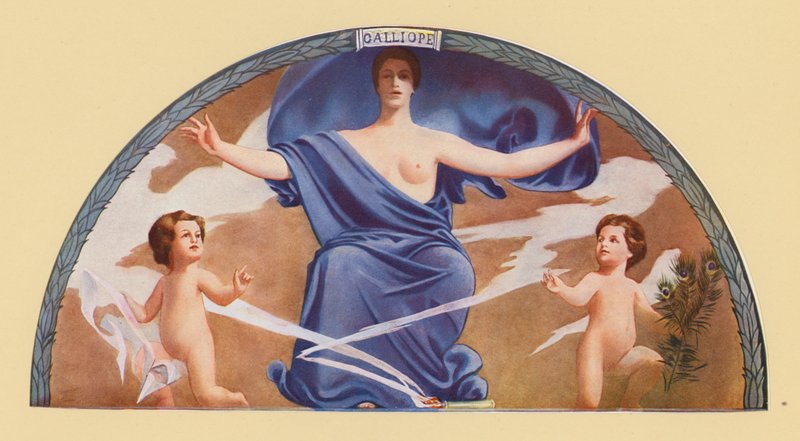 Calíope, musa da poesia épica e da eloquência (litografia a cores) de Edward Emerson Simmons